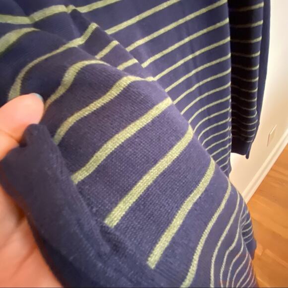 Goodfellow 100% Cotton Navy Sweater green stripe XXL NWT - Picture 3 of 7